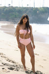 Kate Bikini Top | Pink Striped Convertible Halter & Bandeau