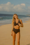 Harley Bikini Top | Onyx Criss Cross Back & Tie Front
