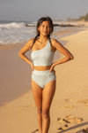 Emma High Waisted Bottoms | Malibu Ribbed Full Coverage with Supportive Band