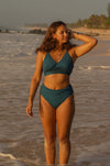 Riley Wrap Bikini Top | Midnight V Neck Full Coverage Swimsuit